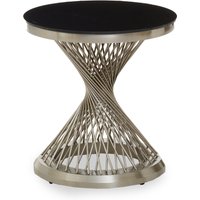 Anzio Hourglass Side Table with Silver Base - Black