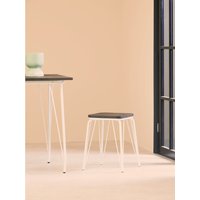 District White Metal And Elm Small Wood Stool - Silver