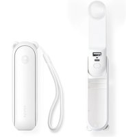 3-in-1 Portable Handheld Fan Foldable Mini Fan with LED Light - White