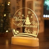 Merry Christmas 3D Table Desk Lamp - Yellow / Merry Christmas