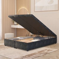 Ottoman Divan Bed Frame End Opening Gas Lift Tweed Fabric - Charcoal / Small Single