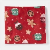 OHS Christmas Treats Print Polar Fleece Throw Soft Lightweight Blanket - Red | Size: 120 cm x 150 cm