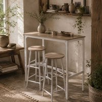 Faro 3-Piece Oak-Effect Industrial Bar Table and Stool Set