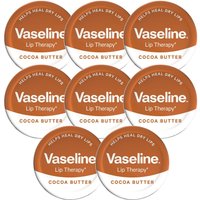 Vaseline Lip Therapy Cocoa Butter 20gm Petroleum Jelly Dry Lip Treatment, 8 Pack - White