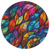 Stained Glass Pattern Textured Glass Round Trivet - Small Kitchen Chopping Board - Blue