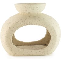 KDMD Ceramic Zen Oil Burner Oval Pebble Speckled Off-White in White