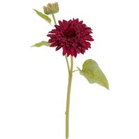 Lemon Pavilion Furniture and Decor Dahlia Burgundy Raven Stem Artificial Flower - Plastic - H47 cm Green