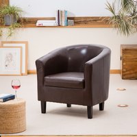 Meriden Vegan Leather Tub Chair - Brown