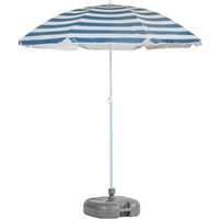 Harbour Housewares, Metal Beach Parasol And Base Set - Blue Stripe/Grey Harbour Housewares, Metal Beach Parasol And Base Set - Blue Stripe/Grey