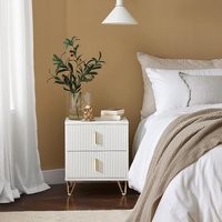 SoBuy Modern Bed Table Side Table Nightstand - White / 2