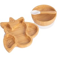 Children's Bamboo Suction Unicorn Dinner Set - White