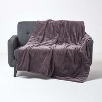 Homescapes Velvet Quilted Throw with Stitch - Dark Grey / 150cm
