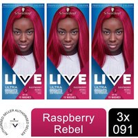 Schwarzkopf Live Ultra Bright 2in1 091 Raspberry Rebel Permanent Colour HairDye - Buy3 - 091 Raspberry Rebel / 3