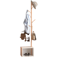 180CM Tall Coat Stand With 8 Hooks - Brown