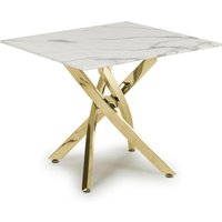 Astoria Square White End Table - White / Gold Leg