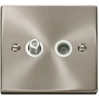 Satin Brushed Chrome Satellite Coaxial Socket 1 Gang - White