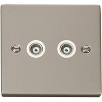 Pearl Nickel Twin Isolated Coaxial Socket - White
