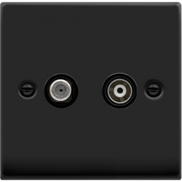 Matt Black Satellite And Isolated Coaxial 1 Gang Socket - Matt Black
