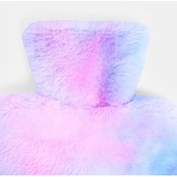 Soft Faux Fur Tie Dye Plush Hot Water Bottle - Pink