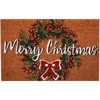 Christmas Door Mats - Wreath Merry Xmas