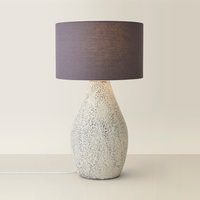 Colin Large Speckled Ceramic Table Lamp with Grey Fabric Shade - Grey