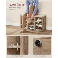 VASAGLE Shoe Storage Bench with Cushion - Brown