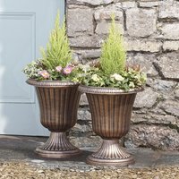 Set of Two Urn Planters - Bronze