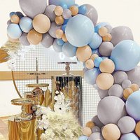 140pcs Balloon Set for Party Decoration - Grey/Apricot/Macaron Blue