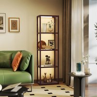 HOMCOM Dimmable Floor Lamp with Glass Shelves - Dark Brown