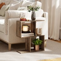 HOMCOM S-Shaped Side Table, 3-Tier Narrow End Table - Oak