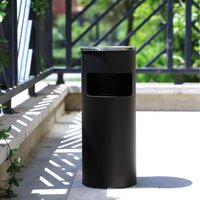 Standing Ashtray Cigarette Bin Outdoor Stainless Steel Black - Black