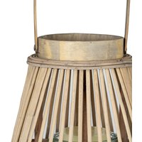 Medium Peardrop Wicker Lantern with Glass Holder for Indoor Outdoor Decor - Brown