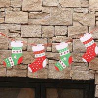 Christmas Hanging Banner Decoration - Red / Socks