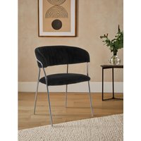 Tamzin Black Velvet Channel Tufted Dining Chair - Black, Silver