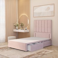 Austin Velvet Divan Bed Base with 54" Floor Standing Headboard and Drawers - Pink / Double / 2