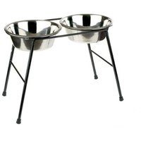 High Stand Dish Dog Feeders - Silver / 37cm / 2500ml