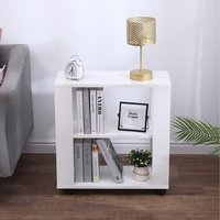 HMD Storage Side Table with Wheels - White