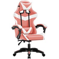 Swivel Adjustable Ergonomic Home Desk Office Computer Gaming Chair - Pink & White