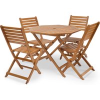 4 Seater Garden Dining Table and Chair Set Hardwood - Brown
