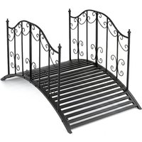 Outdoor Arched Bridge with Dual Side Rails - Black