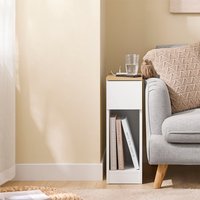 Set of 2 Narrow Bedside Tables Nightstand - White