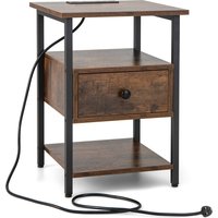 3 Tier End Table with Built-in Charging Station