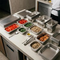 Stainless Steel Gastronorm Containers with Lids 1/9 500ml - Silver