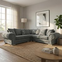 Verona Chenille Corner Sofa with Deep Seats and Angular Arms - Charcoal