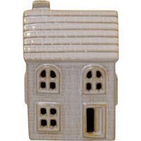 Four Candle Stoneglazed Ceramic LED Traditional House Ornament in Stone