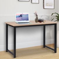 HOMCOM Computer Desk Workstation with Metal Frame - Oak & Black
