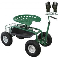 Heavy-Duty Mobile Garden Seat - Green