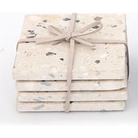 Cream Terrazzo Marble Coaster Set of 4 - Cream