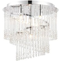 Camille 4 Light Spiral Flush Ceiling Light Chrome, Clear Glass, G9 - Chrome