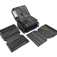 Lumberjack 300Pc HSS Drill Bit Set for Masonry Metal Wood Flat Pozi Bits in Case - Black